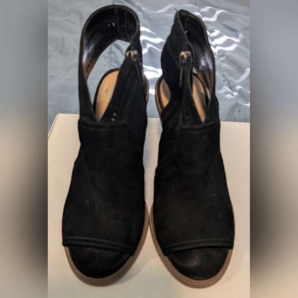 Vince Camuto Black Suede Open-Toe Heels - Picture 3 of 7